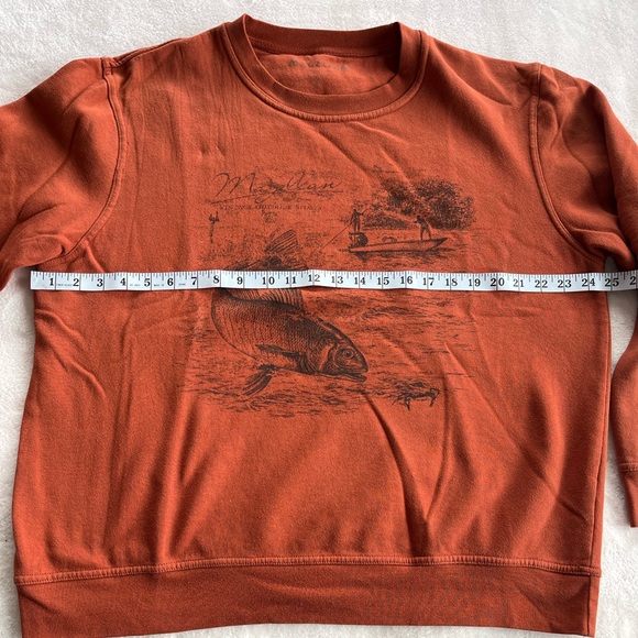 Magellan Mens Long Sleeve Crew Neck Sweater Red Orange Fish XL Vintage - Picture 5 of 8